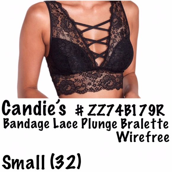 Candie's Other - Candies Bra Bandage Strappy Caged Straps Black Lace Bralette S 32A 32B NEW